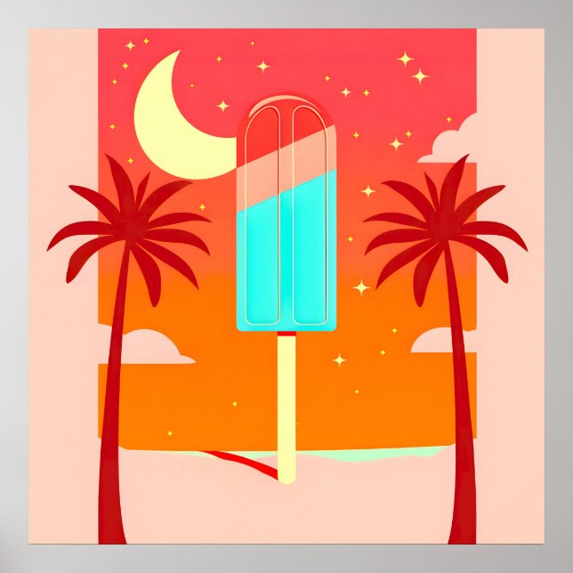 Starry Summer Palm Ice Oasis Poster (Front)