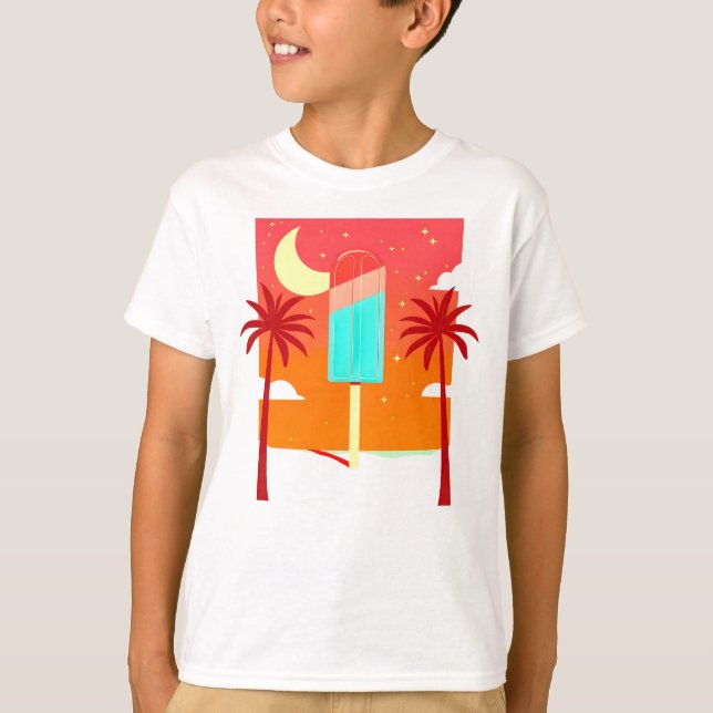 Starry Summer Palm Ice Oasis T-Shirt (Front)
