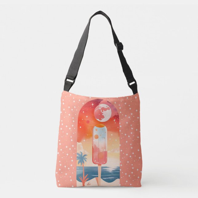 Starry Summer Tropical Night Crossbody Bag (Front)