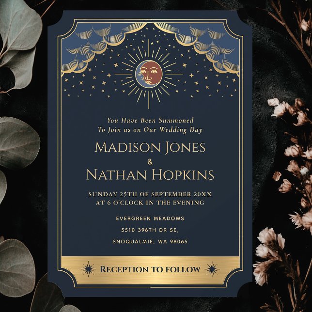 Starry Sun Moon Tarot Wedding Vintage Invite (Creator Uploaded)