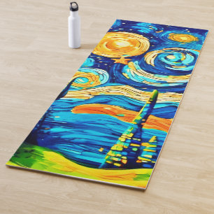 Starry Surrealism Inspired Artwork Yoga Mat