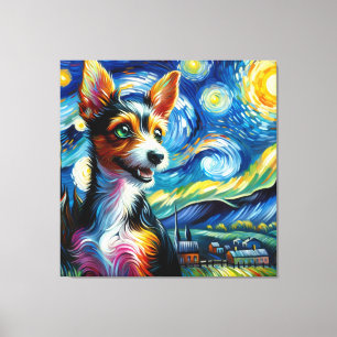 Starry Toy Fox Terrier Dog Portrait - Pet Portrait Canvas Print