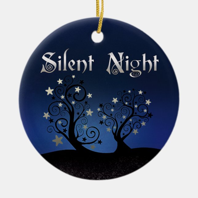 Starry Trees Silent Night Ceramic Tree Decoration (Front)