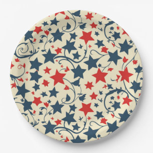 Starry Vintage Elegant 4th July Paper Plate