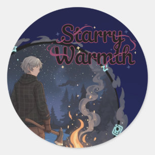 Starry Warmth - Lumberjack Anime Boy by Campfire Classic Round Sticker