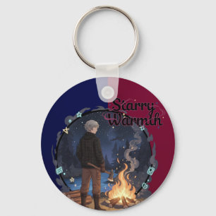 Starry Warmth - Lumberjack Anime Boy by Campfire Key Ring