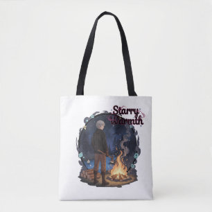 Starry Warmth - Lumberjack Anime Boy by Campfire Tote Bag