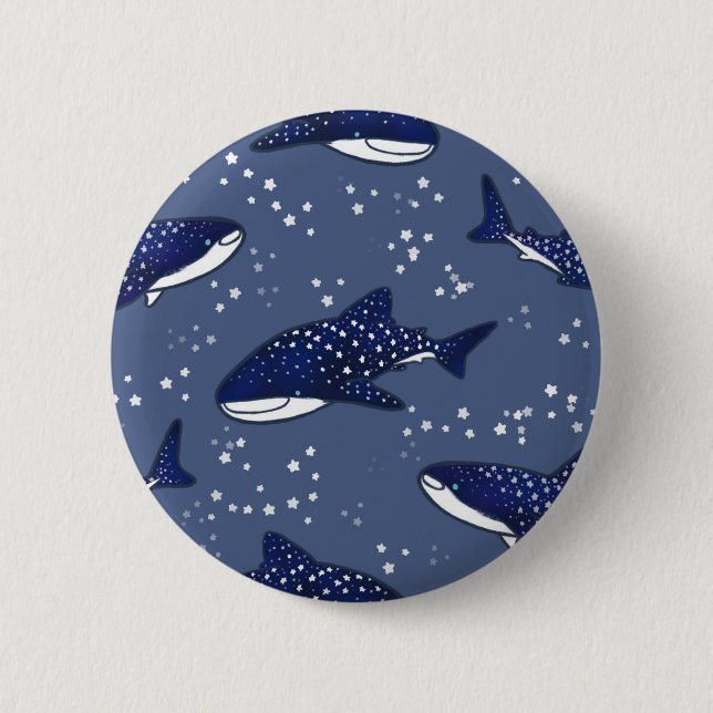 Starry Whale Shark (Dark) 6 Cm Round Badge (Front)