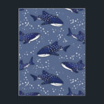 Starry Whale Shark (Dark) Postcard<br><div class="desc">Star-studded whale sharks swimming among the stars</div>
