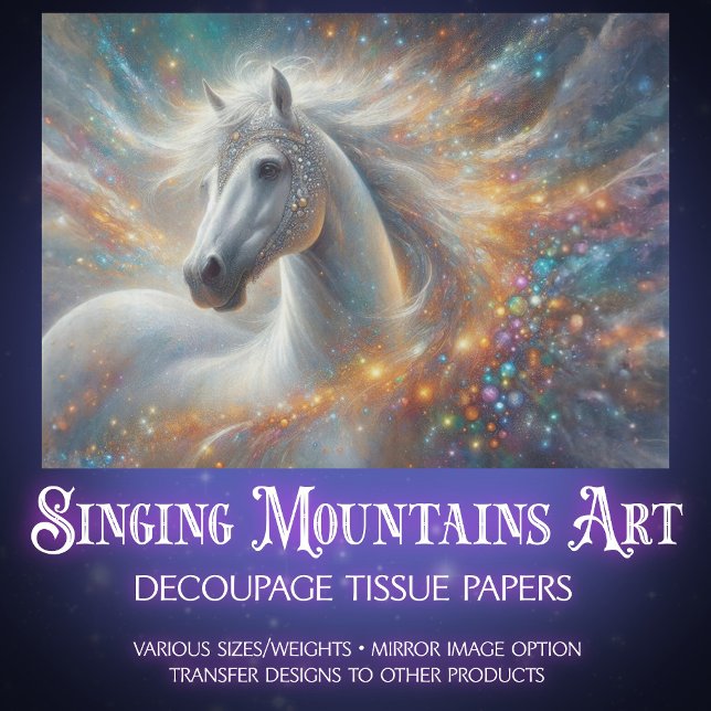 Starry White Horse Fantasy Craft Decoupage Tissue Paper (Creator Uploaded)