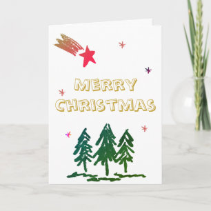 Starry White Merry Christmas Season Greeting Card