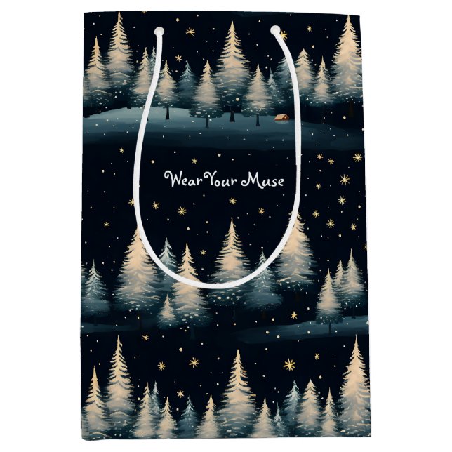 Starry Winter Forest Night Gift Bag (Front)