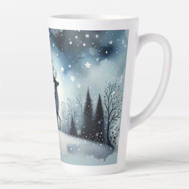 Starry Winter Night Deer Latte Mug (Right)