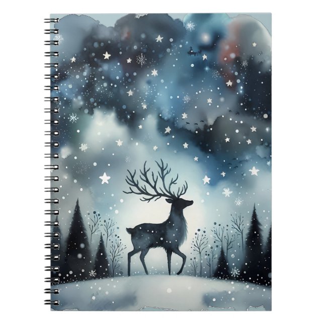 Starry Winter Night Deer  Notebook (Front)