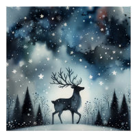 Starry Winter Night Deer