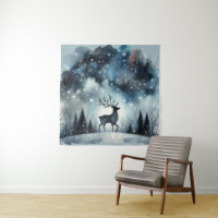 Starry Winter Night Deer