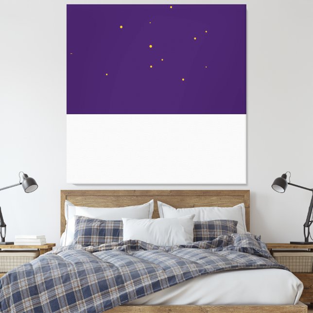 Starry Winter Night Royal Purple White Colour Bloc Canvas Print (Insitu(Bedroom))