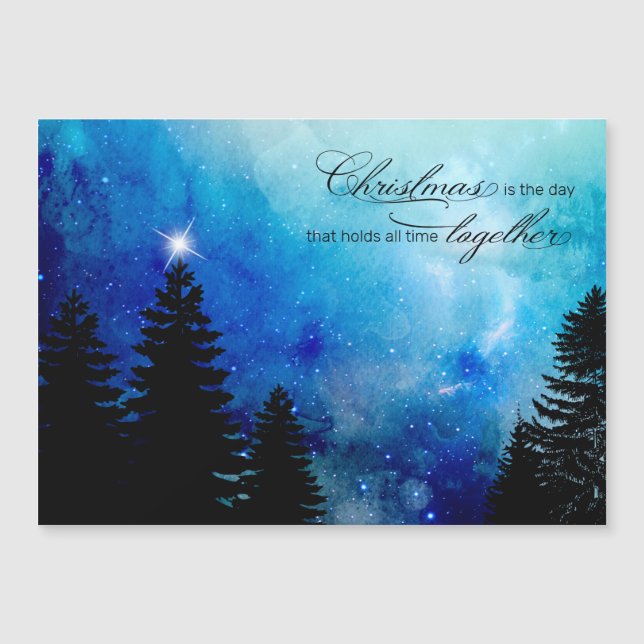 Starry Winter Night w/Stars, Pine & Christmas Text (Front)