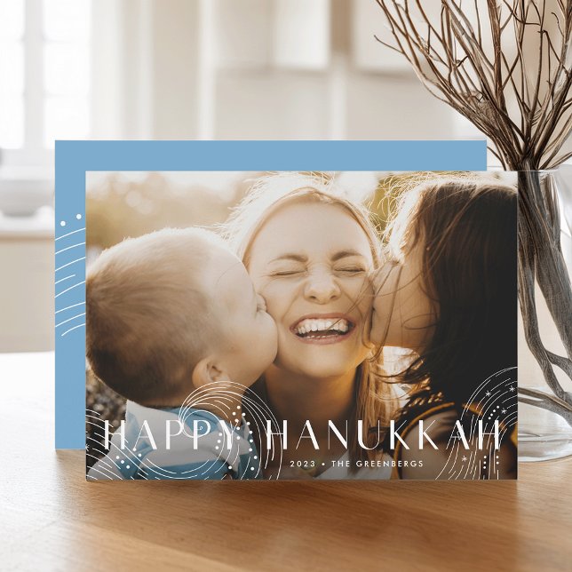 Starry Wish | Elegant Hanukkah Photo Holiday Card (Creator Uploaded)