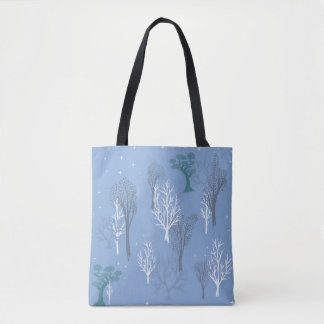 Starry Woods Tote Aqua Blue Bag