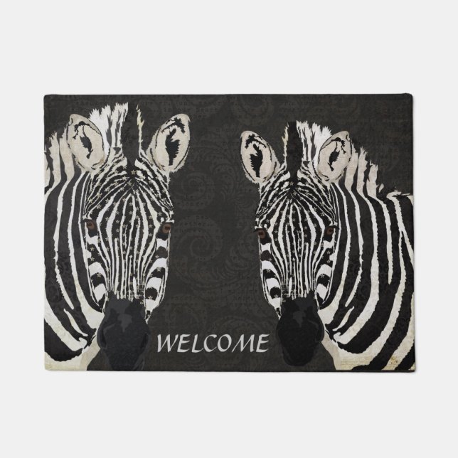 STARRY ZEBRAS Door Mat (Front)