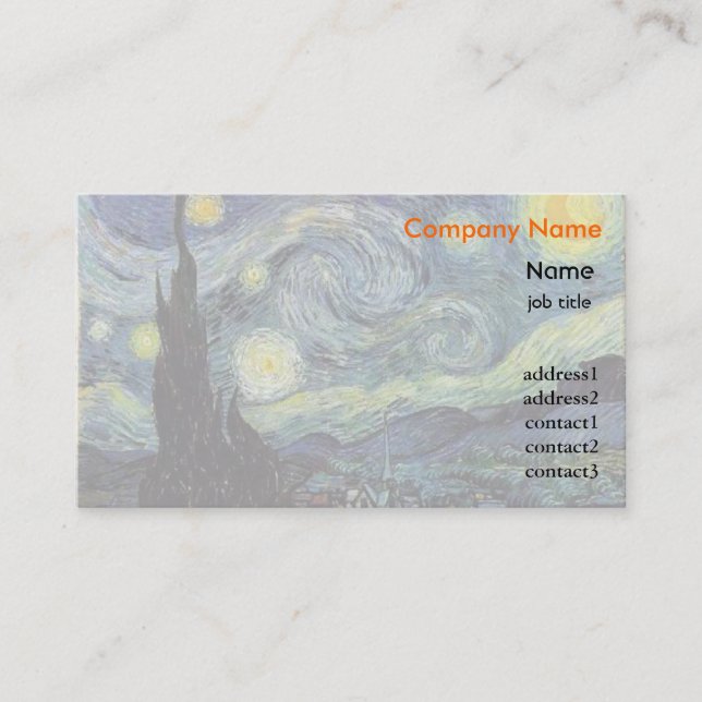 Starrynight, Vincent van Gogh Business Card (Front)