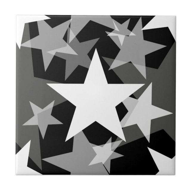 Stars 3 Black and White Tile (Front)