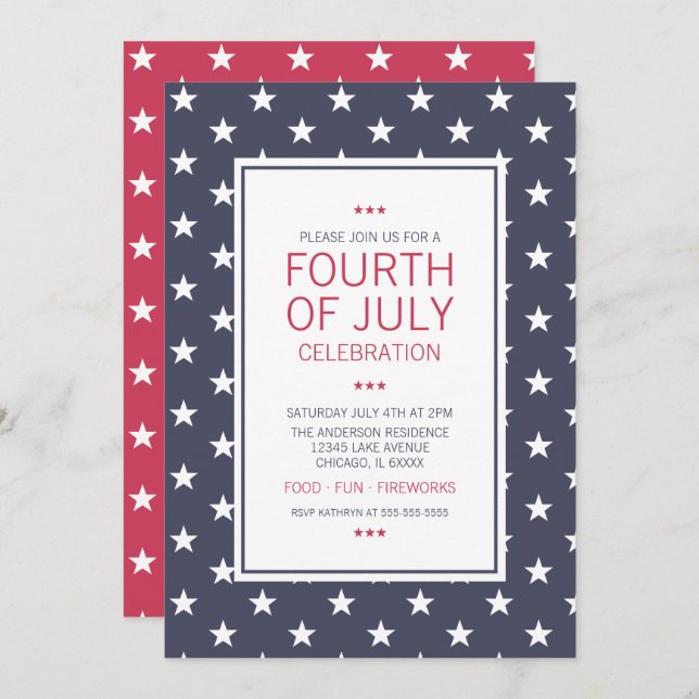 Stars 4th of July Independence Day Party Card (Front/Back)