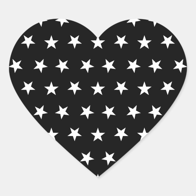 Stars 8 Black and White Heart Sticker (Front)
