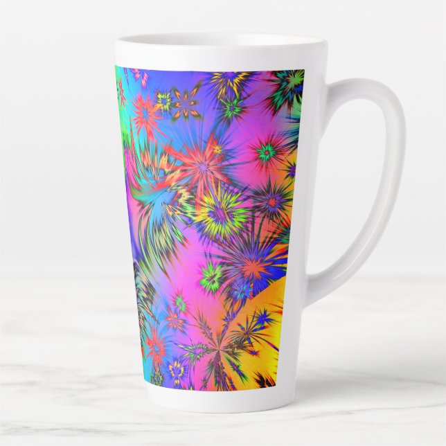 Stars, abstract, multicolored image.  latte mug (Right)