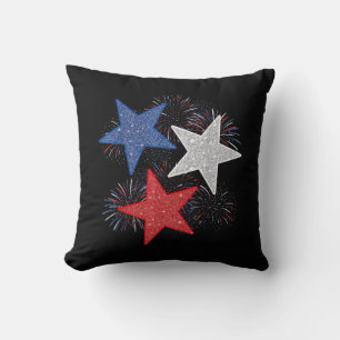 Stars American Flag Fireworks 4th Of July Independ Cushion