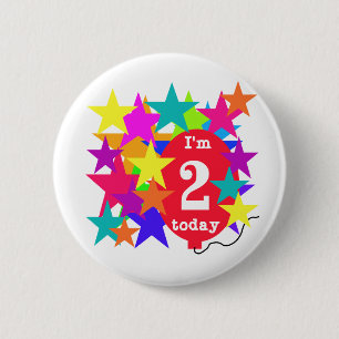 Stars and Balloon 2nd Birthday T-shirts and Gifts 6 Cm Round Badge