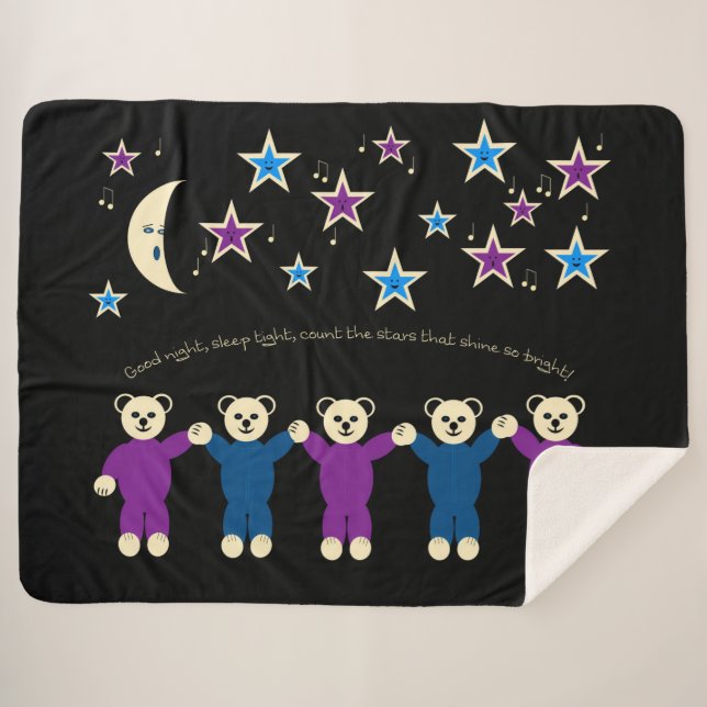Stars and Bears Sherpa Blanket (Front (Horizontal))