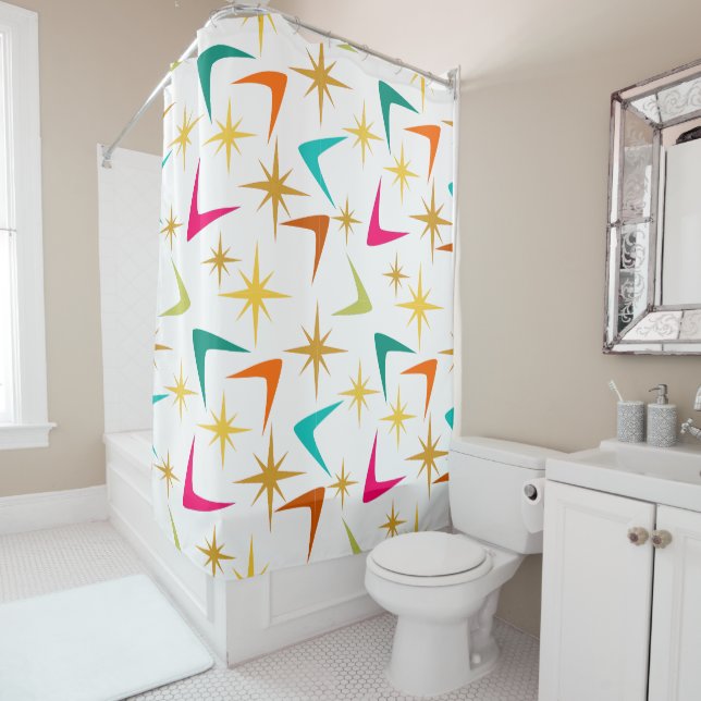 Stars and Boomerangs Shower Curtain (In Situ)