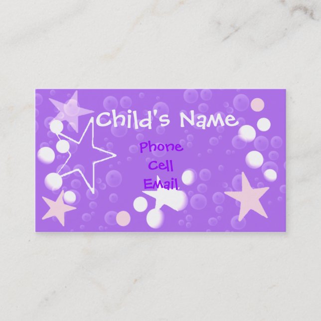 Stars and Bubbles Children's Calling Card (Front)
