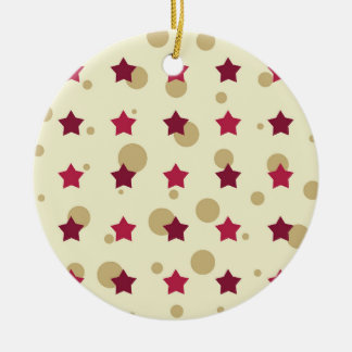 Stars And Circles Gold And Cranberry Ceramic Tree Decoration