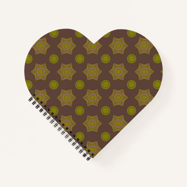 Stars and circles in brown and green notebook (Front)
