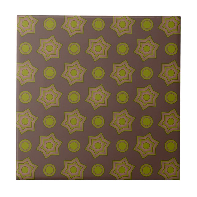 Stars and circles in brown and green tile (Front)
