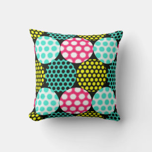 Stars and circles, multicolor pop pattern. cushion