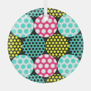 Stars and circles, multicolor pop pattern. glass tree decoration