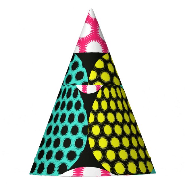 Stars and circles, multicolor pop pattern. party hat (Front)