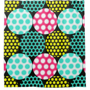 Stars and circles, multicolor pop pattern. shower curtain