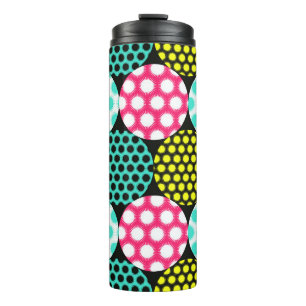 Stars and circles, multicolor pop pattern. thermal tumbler
