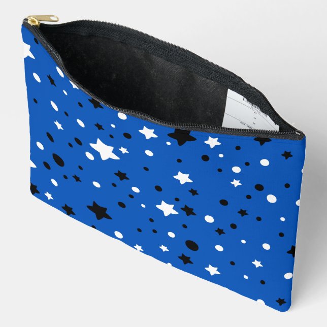 Stars and Circles On Blue Accessory Pouch (Open)