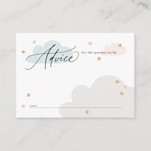Stars and Clouds Colourful Baby Shower Advice Enclosure Card (Front)