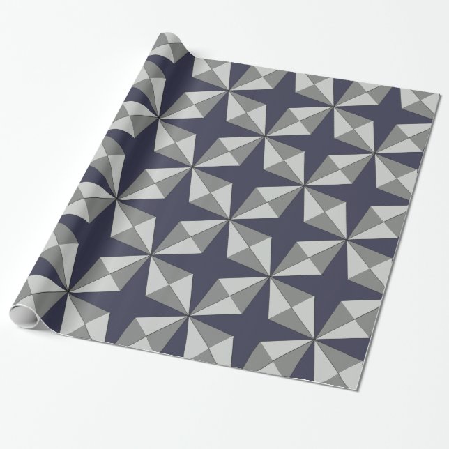 Stars and Diamonds any Colour Geometric Pattern Wrapping Paper (Unrolled)
