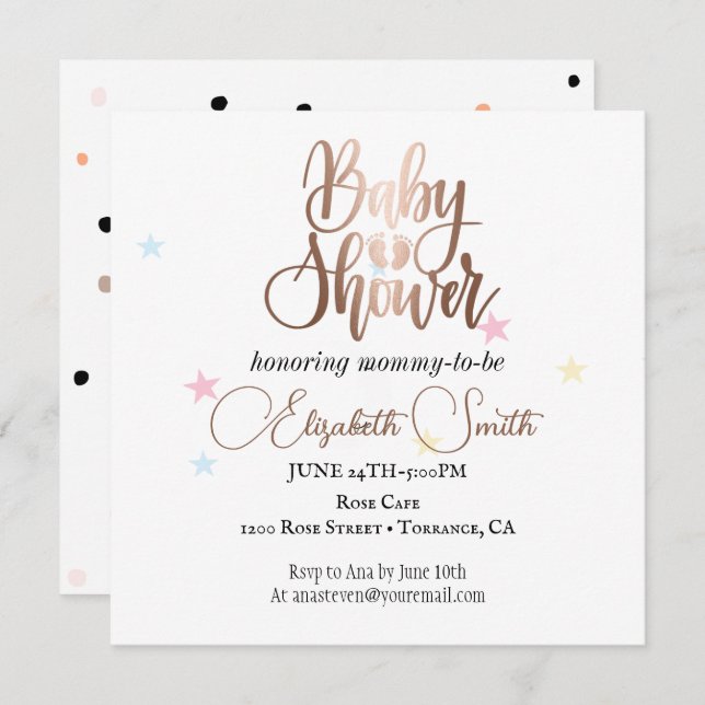 Stars and dots for your princess invitation (Front/Back)