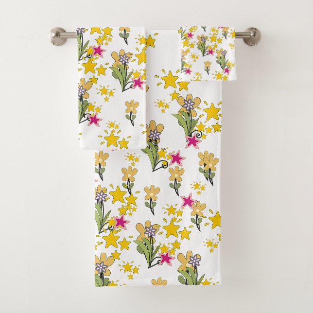 Stars And Flowers Bath Towel Set (Insitu)