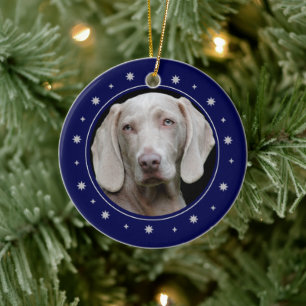 Stars and Gold Heart Blue Frame Pet Memorial Ceramic Tree Decoration