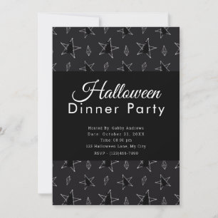 Stars and Jewels Black Halloween Dinner Party Invitation